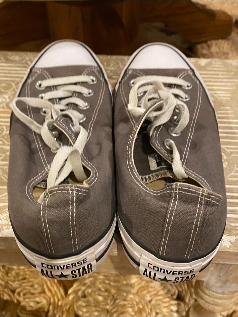 Converse Kids Gray Canvas Low Top Sneakers - White Accents